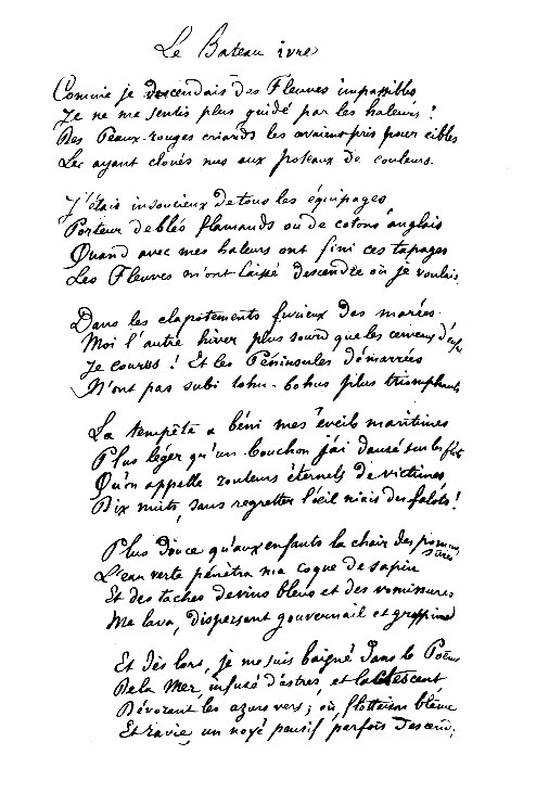 "Le Bateau ivre" Arthur Rimbaud Ivre, Poeme et citation, Poètes