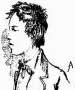 Rimbaud dessiné par Fréderic Auguste Cazals (en ombre le profil de Verlaine) - 1882