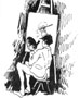 caricature de Forain : Rimbaud peignant le portrait de Verlaine
