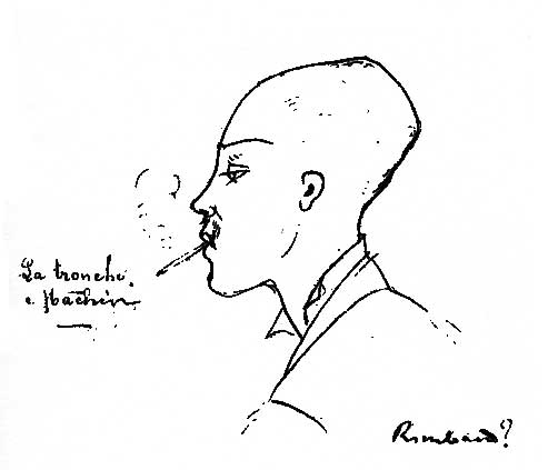 �&nbsp;La tronche � machin&nbsp;�, profil de Rimbaud par Ernest Delahaye. Rimbaud a le cr�ne ras�. 1875-76